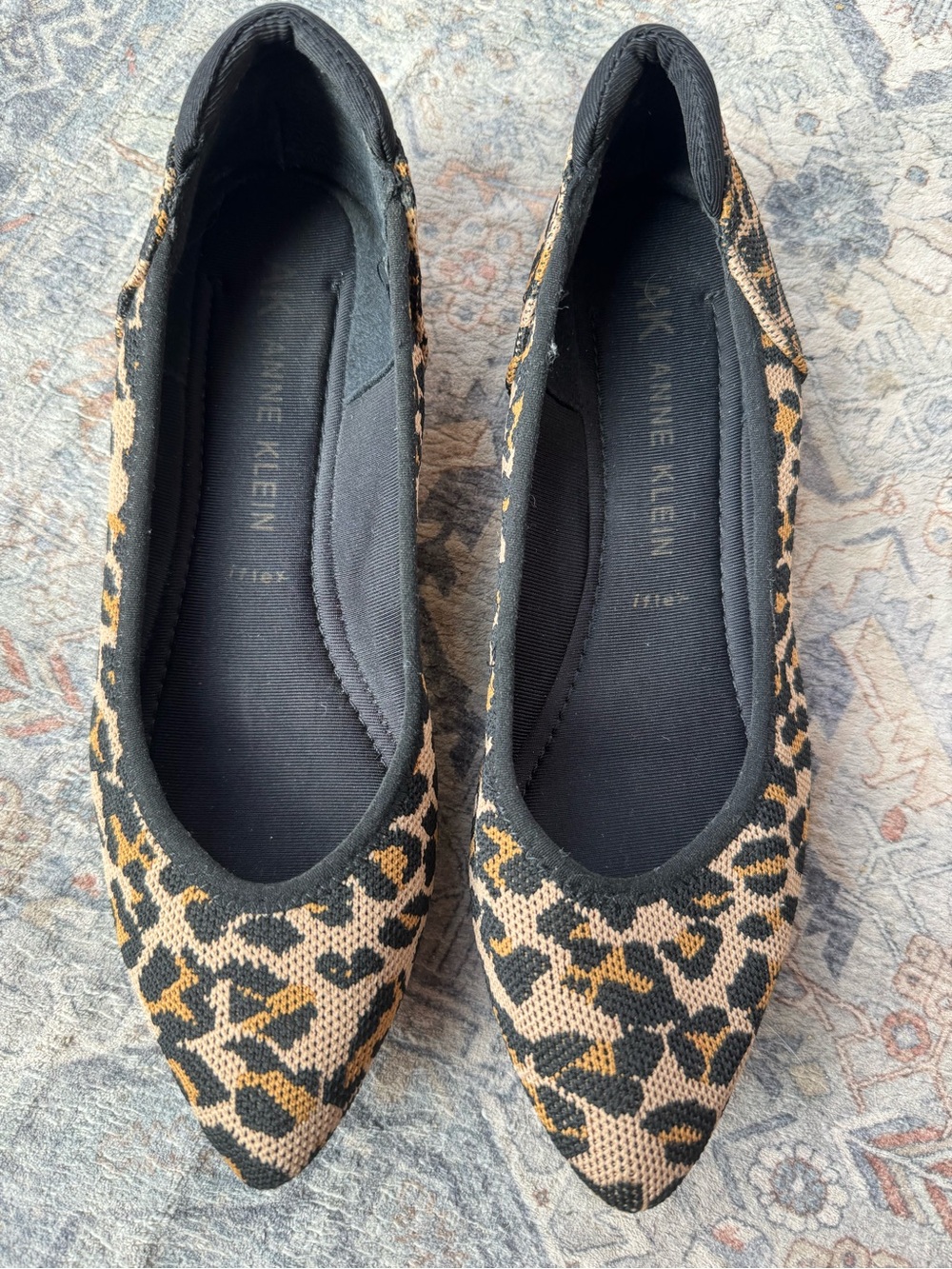 Anne Klein Leopard Print Knit Ballet Flats Women’s Size 7.5